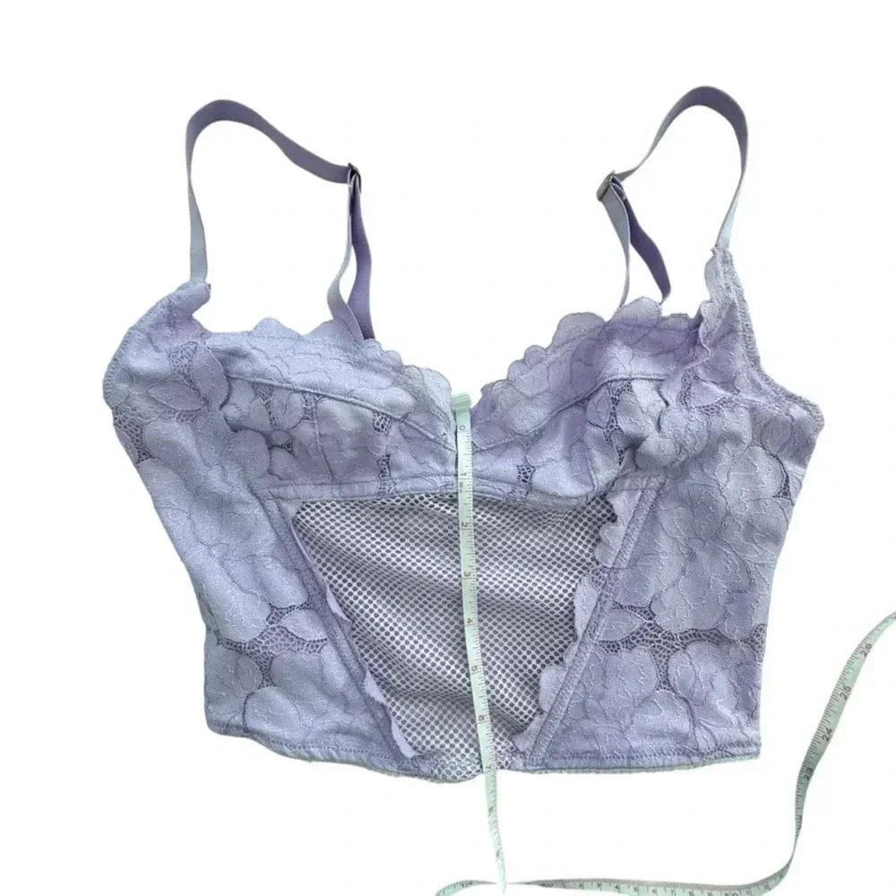 Savage xFenty Purple Floral Glow Lace Bustier Size Small Adjustable lingerie Bra - Picture 10 of 11